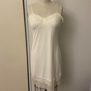 Vintage White nightwear lace babydoll slipdress adjustable straps slip dress
